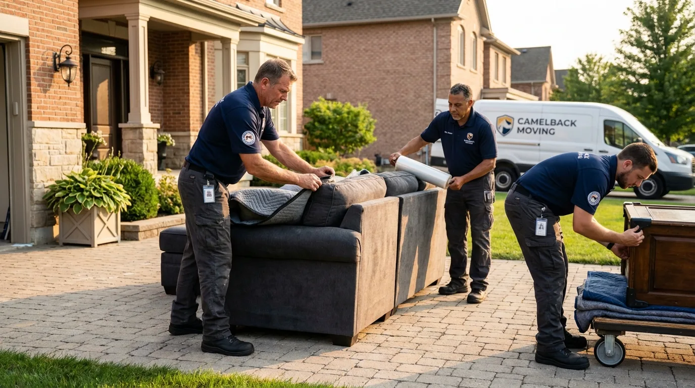 Large estate moving crew wrapping furniture in Browning, MT